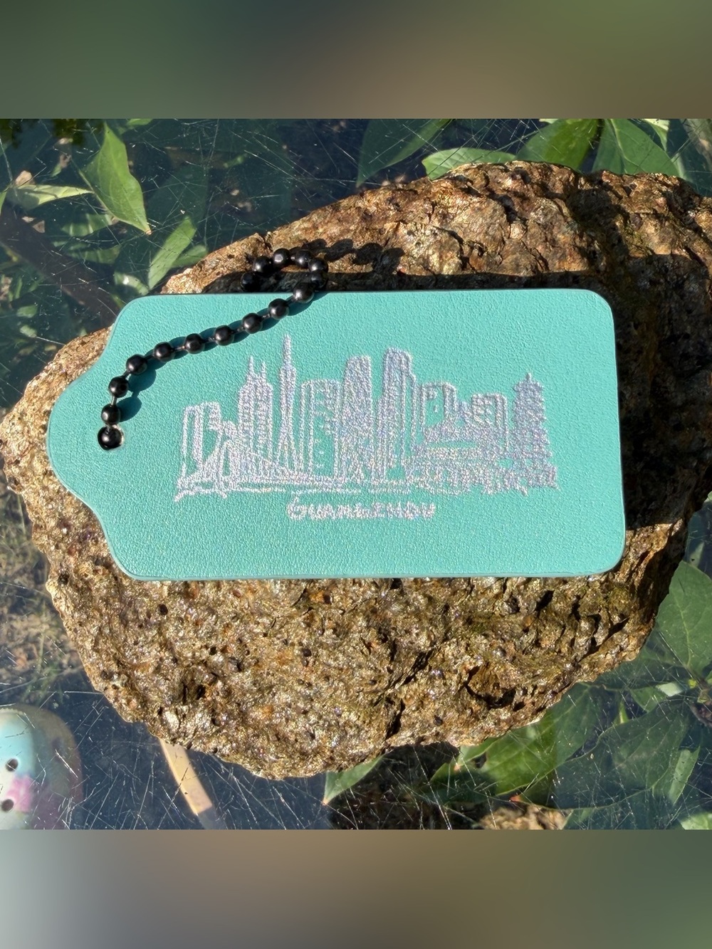 New Coach Large Leather Hangtag with Guangzhou Print 1 3/4" x 3"